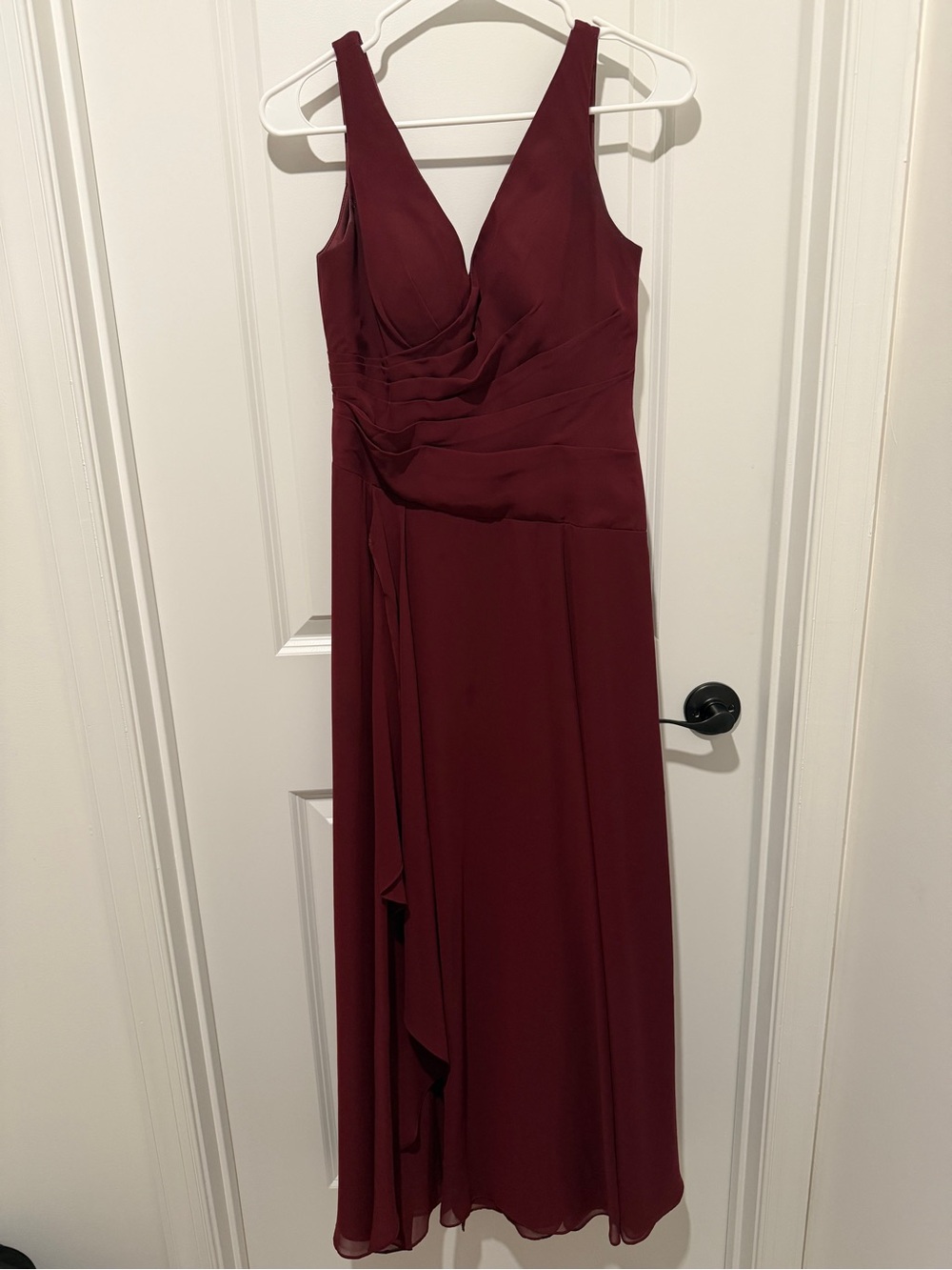Azazie Burgundy V-Neck Maxi Dress